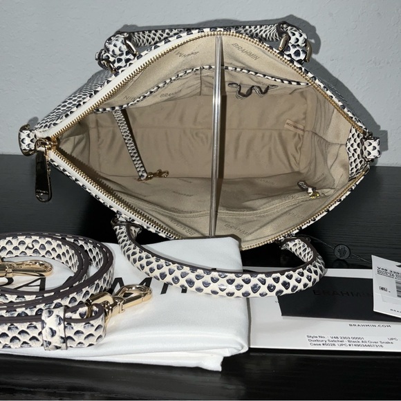 Brahmin Medium Duxbury BLACK ALL,OVER SNAKE Pattern Leather Satchel NWT - Picture 7 of 8